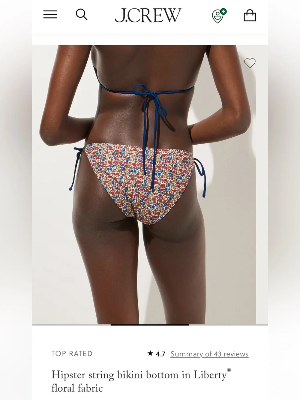 J.Crew Hipster String Bikini Bottom in Liberty® London Floral Fabric
